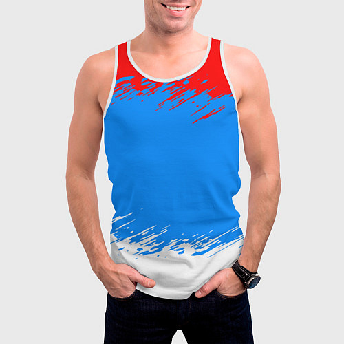 Мужская майка без рукавов Патриот - флаг / 3D-Белый – фото 3