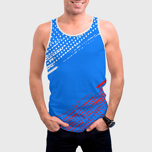 Мужская майка без рукавов Патриот - флаг / 3D-Белый – фото 3