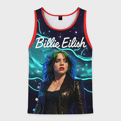 Мужская майка без рукавов Певица Билли Айлиш / 3D-Красный – фото 1