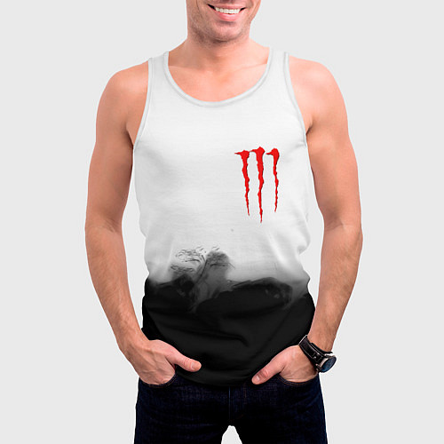 Мужская майка без рукавов Monster energy splash smoke / 3D-Белый – фото 3