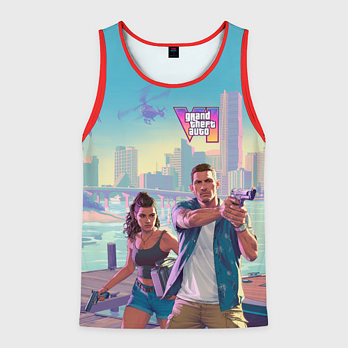 Мужская майка без рукавов Лусия Каминос и Джейсон Дюваль из Gta 6 / 3D-Красный – фото 1