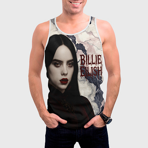 Мужская майка без рукавов Билли Айлиш в стиле готики / 3D-Белый – фото 3