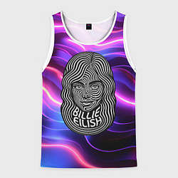 Майка-безрукавка мужская Портрет Билли Айлиш из линий, цвет: 3D-белый