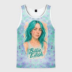 Майка-безрукавка мужская Билли Айлиш бирюзовые волосы, цвет: 3D-белый
