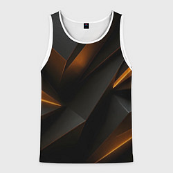 Майка-безрукавка мужская Черная текстура с углами, цвет: 3D-белый