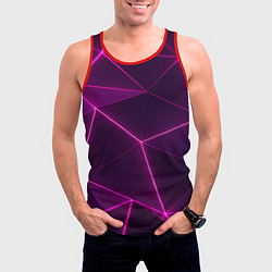 Майка-безрукавка мужская Плиты с фиолетовыми гранями, цвет: 3D-красный — фото 2
