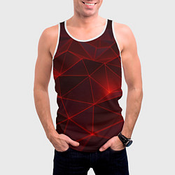 Майка-безрукавка мужская Красные полигоны с неоном, цвет: 3D-белый — фото 2