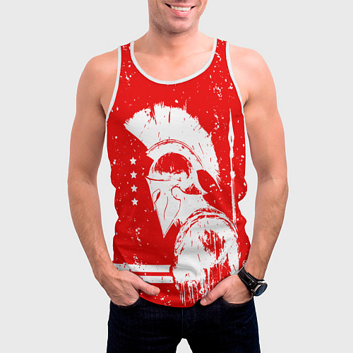 Мужская майка без рукавов Спартак - воин спарты / 3D-Белый – фото 3