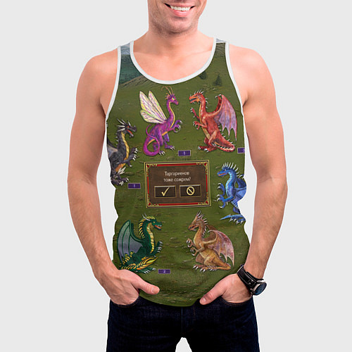 Мужская майка без рукавов HOMM3 Dragons Battle 1 / 3D-Белый – фото 3