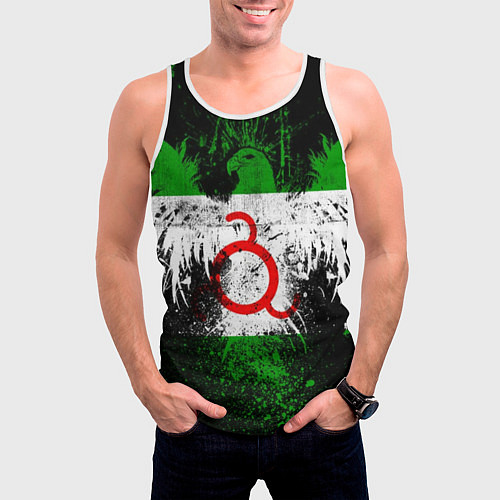 Мужская майка без рукавов Ингушетия / 3D-Белый – фото 3