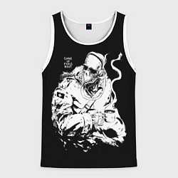 Майка-безрукавка мужская Скелет с кружкой, цвет: 3D-белый