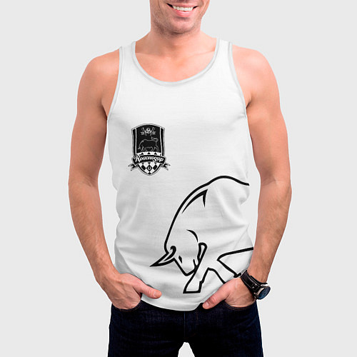 Мужская майка без рукавов ФК Краснодар - бык / 3D-Белый – фото 3