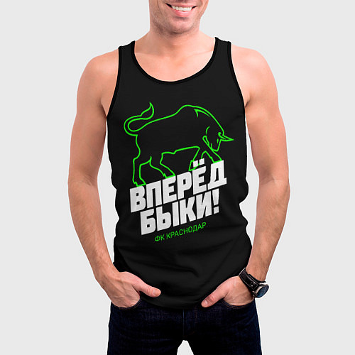 Мужская майка без рукавов ФК Краснодар - вперед быки / 3D-Черный – фото 3