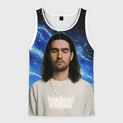 Майка-безрукавка мужская Bones глаза закрыты, цвет: 3D-белый