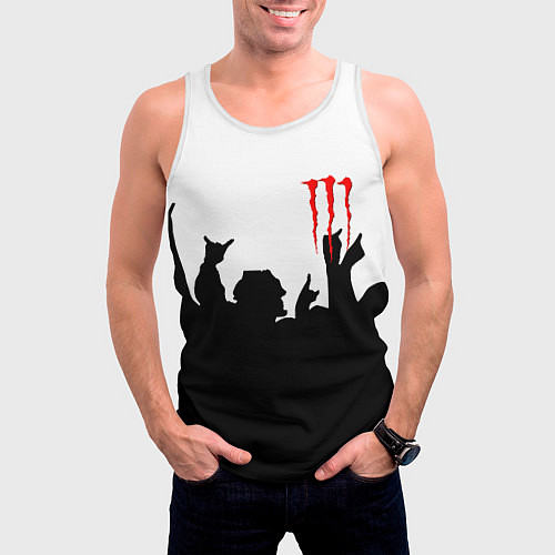 Мужская майка без рукавов Monster energy rock black / 3D-Белый – фото 3