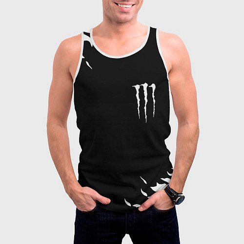 Мужская майка без рукавов Monster energy fire white / 3D-Белый – фото 3