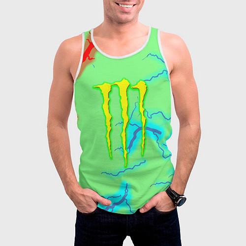 Мужская майка без рукавов Monster energy storm electrix / 3D-Белый – фото 3