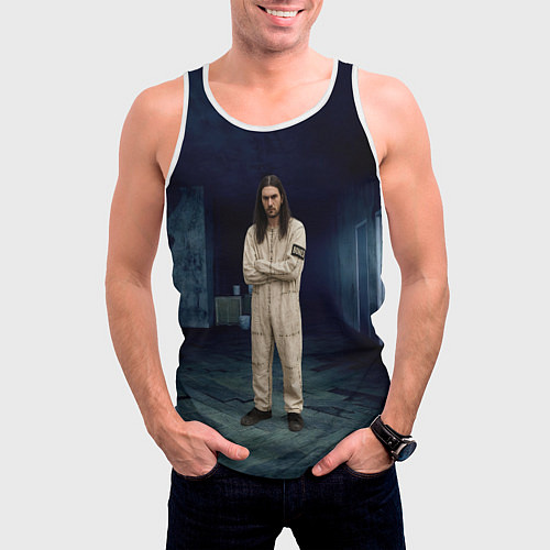 Мужская майка без рукавов Bones - образ психа / 3D-Белый – фото 3