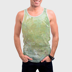 Майка-безрукавка мужская Абстракция - white waves on green background, цвет: 3D-белый — фото 2