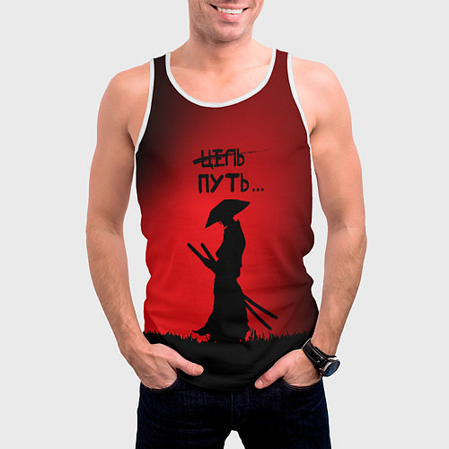 Мужская майка без рукавов Самурай на пути / 3D-Белый – фото 3