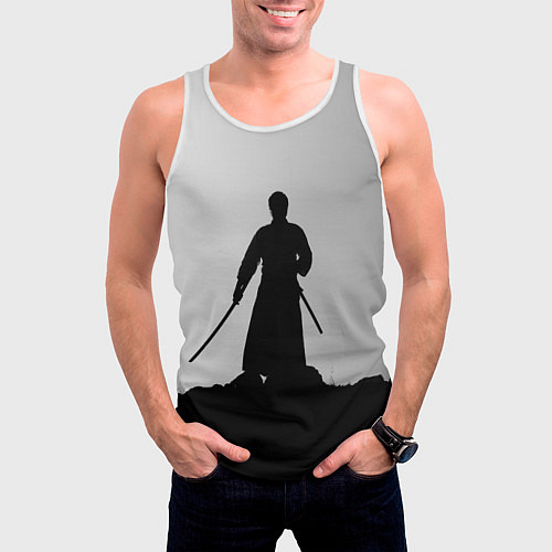 Мужская майка без рукавов Самурай в поле / 3D-Белый – фото 3