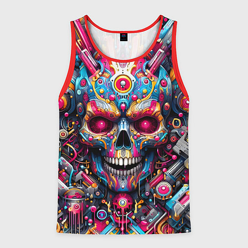 Мужская майка без рукавов Art cyber skull - ai art fantasy / 3D-Красный – фото 1