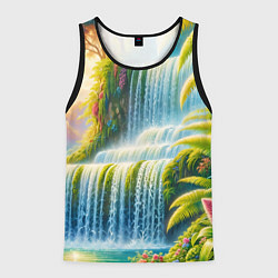 Майка-безрукавка мужская Каскадный водопад, цвет: 3D-черный