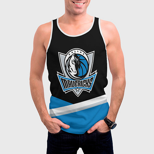 Мужская майка без рукавов Даллас Маверикс - линии / 3D-Белый – фото 3