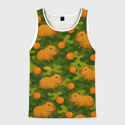 Майка-безрукавка мужская Камуфляж с капибарами, цвет: 3D-белый