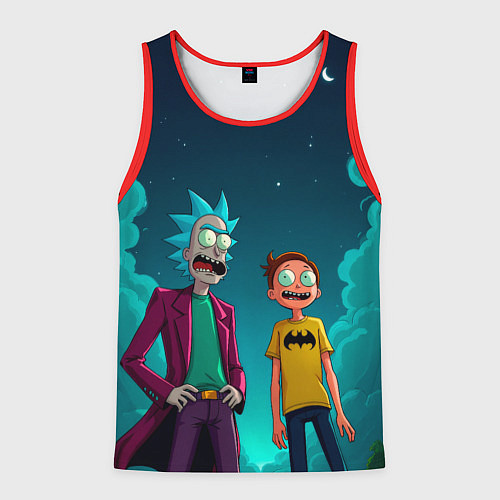 Мужская майка без рукавов Рик и Морти под вечерним небом / 3D-Красный – фото 1