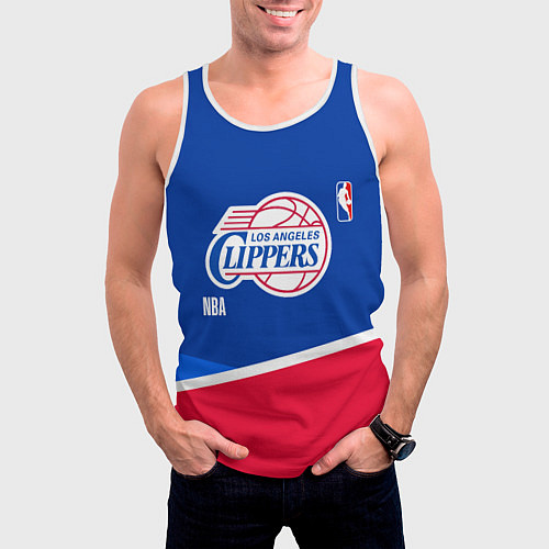 Мужская майка без рукавов LA Clippers - basketball / 3D-Белый – фото 3