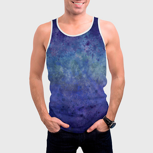 Мужская майка без рукавов Абстракция - blue tunnel / 3D-Белый – фото 3