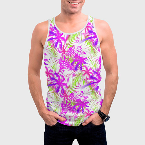 Мужская майка без рукавов Palm tree pink / 3D-Белый – фото 3