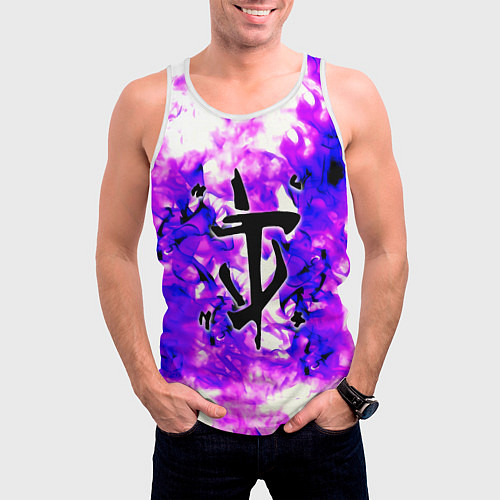 Мужская майка без рукавов Doom неоновый огонь лого / 3D-Белый – фото 3