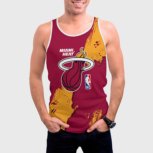 Мужская майка без рукавов Майами Хит - разлитая краска / 3D-Белый – фото 3