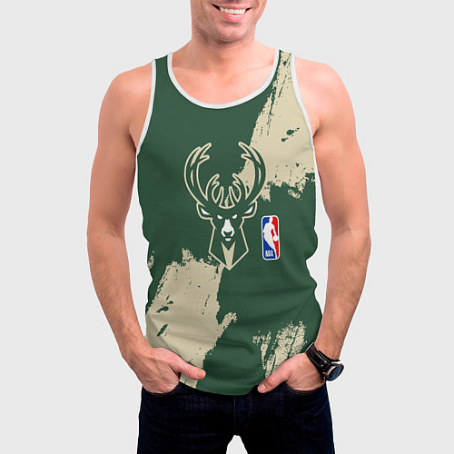 Мужская майка без рукавов Милуоки Бакс - разлитая краска / 3D-Белый – фото 3