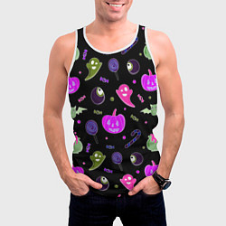 Майка-безрукавка мужская Halloween pink black pumpkin, цвет: 3D-белый — фото 2