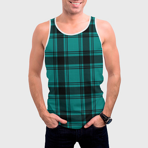 Мужская майка без рукавов Checkered dark blue / 3D-Белый – фото 3
