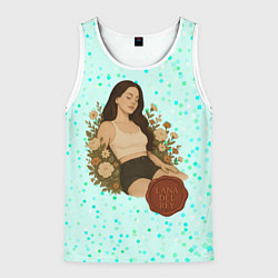 Майка-безрукавка мужская Lana Del Rey сидит в цветах, цвет: 3D-белый