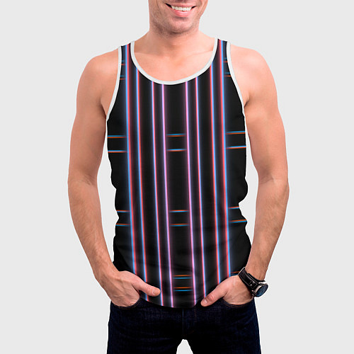 Мужская майка без рукавов Neon red blue black / 3D-Белый – фото 3
