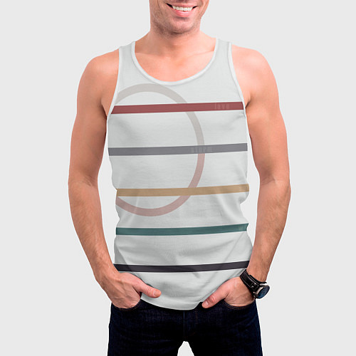 Мужская майка без рукавов Stripes and circle / 3D-Белый – фото 3