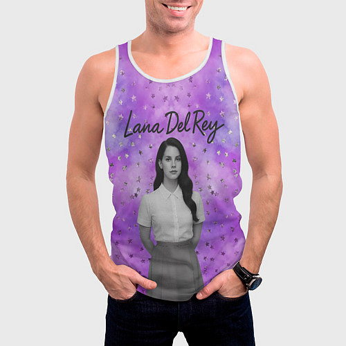 Мужская майка без рукавов Lana Del Rey в черно-белом / 3D-Белый – фото 3