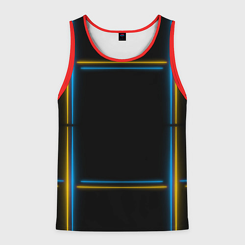 Мужская майка без рукавов Neon yellow light blue / 3D-Красный – фото 1