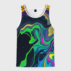 Майка-безрукавка мужская Разводы и переливы разноцветной краски, цвет: 3D-белый