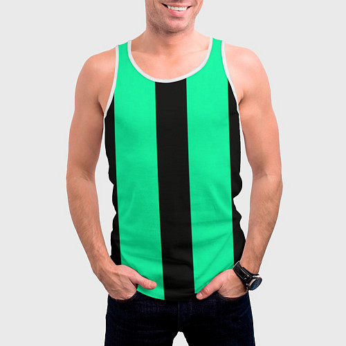 Мужская майка без рукавов Color turquoise black line / 3D-Белый – фото 3