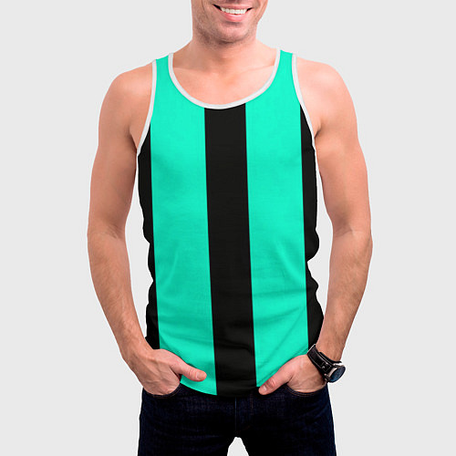 Мужская майка без рукавов Color light blue white line / 3D-Белый – фото 3