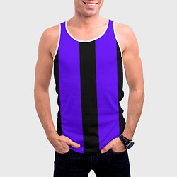 Майка-безрукавка мужская Color purple black stripes, цвет: 3D-белый — фото 2