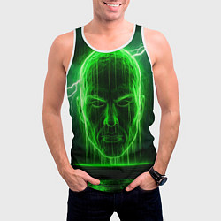 Майка-безрукавка мужская Неоновая голова, цвет: 3D-белый — фото 2
