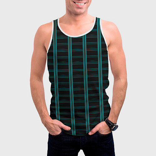 Мужская майка без рукавов Color blue dark stripe / 3D-Белый – фото 3