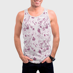 Майка-безрукавка мужская Мемфис бордовый на белом геометрический клетчатый, цвет: 3D-белый — фото 2